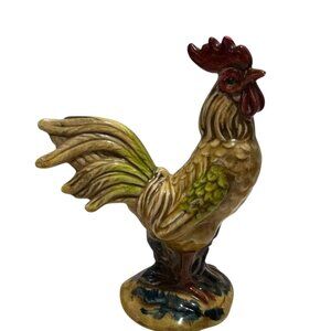 Vintage Norcrest Rooster & Hen Ceramic Figurines Hand-Painted Made In Japan READ